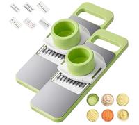 Trancheuse Martivex, coupe-légumes 6 en 1, ustensile de cuisine polyvalent avec lames acier inoxydable for trancher, râper, couper julienne, gaufrer, fruits, fromage et légumes(2PCS)