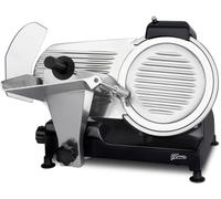 H.Koenig Trancheuse Électrique à charcuterie MSX252, Professionnelle, Précise, Épaisseur de coupe 0-12mm, Lame italienne 25cm, Aiguiseur Intégré, Large plateau, 282 rpm, Noire