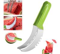 Trancheuse pastèque en acier inoxydable avec fourchette - Outil de cuisine multifonction - Convient pour pastèque, cantaloup, papaye, fruit du dragon