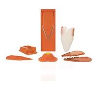 Coupe Légumes V3 (Set Professionnel) • Mandoline Multifonctionnelle pour Tranches, Juliennes, Dés • Mandoline Réglable en V • Lame en Acier Inoxydable • Set de Mandoline • Orange