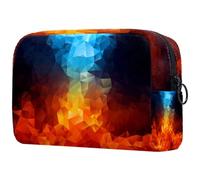 Trangle Fire and Water Cosmetic Bag for Women Travel Toiletry Bags Large Makeup Handy Pouch Organizer Bag with Zipper, multicolore, 18.5x7.5x13cm/7.3x3x5.1in, Trousse de toilette