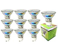Trango 10er Set ampoules GU1015*10 LED GU10 5 Watt 3000K blanc chaud pour ampoules halogènes de remplacement GU10 & MR16, pour luminaires encastrés, spots plafond, spots encastrés, plafonniers