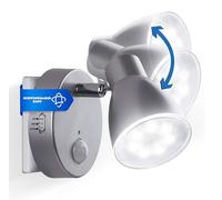 Trango 2635-014 Veilleuse à capteur LED *MILO* avec détecteur de mouvement et fonction automatique en argent lumière de sécurité directe 230V lampe à douille, lampe d'orientation, lampe de nuit