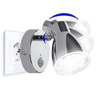 Trango 2635-018 Veilleuse à capteur LED en chrome avec fonction automatique directement 230V avec détecteur de mouvement lumière de sécurité, lampe à douille, applique murale, lumière d'orientation