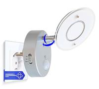 Trango 2636-014 Veilleuse à capteur LED *NITE* en argent avec fonction automatique Direct 230V avec détecteur de mouvement, Lampe de sécurité, Lampe à douille, Applique murale, Lumière d'orientation