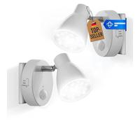 Trango 2er Pack Veilleuse à détecteur LED TG2635-026 en blanc avec fonction automatique 230V avec détecteur de mouvement lampe de sécurité, lampe à douille, lampe murale, lampe d'orientation veilleuse