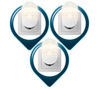 Trango 3er Set Lampe à prise LED, lampe murale, lampe à douille, lampe d'orientation, lumière pour enfants, veilleuse, douille TG11-36O Lumière de sécurité avec capteur de luminosité Auto ON/OFF