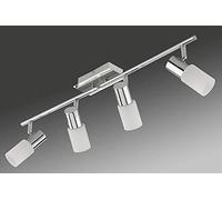 Trango 4 flammes Plafonnier LED 2007-48 chrome & ALU brossé *GRACE* incl. 4x G9 ampoule LED 3000K lampe de salle de bain blanc chaud, lumière de couloir, lampe de cuisine, plafonnier LED spot pivotant