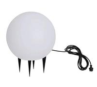 TRANGO Boule de jardin 200W IP65 20cm Ø en aspect pierre naturelle blanc mat *SNOW* avec câble d'alimentation IP44 de 5 mètres avec 1x douille E27, boule lumineuse, lampe de jardin, lumière extérieure