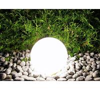 Trango Boule de Jardin IP65 200WB en Blanc Mat diamètre 20cm IN hacune 1x Ampoule LED E27 *Snow* lumière sphérique avec câble IP44 d'environ 5M, Lampe de Jardin, Boule Lumineuse, Lampe Boule