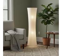 Trango Design LED Papier de riz Lampadaire 1229L *SWISS* Lampe en papier de riz *HANDMADE* Lampadaire avec abat-jour blanc avec 2x ampoules LED E14 forme: ronde, hauteur: 125cm, lampe de salon