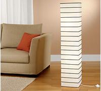 Trango Lampadaire design 1215L *JAPAN* Lampe en papier de riz *HANDMADE* en blanc avec tiges décoratives incl. 2x 5 Watt ampoules LED E14 - Forme: angulaire - Hauteur: 125cm - Lampe de salon