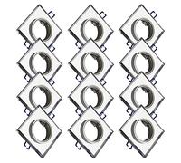 Trango Lot de 12 Un design moderne projecteurs encastrés pivotement au carré TG6729S-12, Encastré éclairage, Spots de plafond, luminaire de salle de bain en verre miroir et aluminium prise GU10 incl.