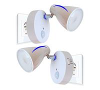 Trango Lot de 2 Veilleuse à capteur LED 2635-026 *MILO* avec détecteur de mouvement et fonction automatique en lumière de sécurité blanche Lampe à douille 230V, applique murale, lampe d'orientation