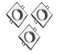 Trango Lot de 3 Design Spot encastré orientable carré TG6729S-03, éclairage encastré, Spots de plafond, luminaires de salle de bain en verre miroir et aluminium avec prise GU10 directe 230 volts