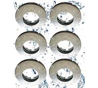 Trango Lot de 6 Spot encastré IP65 en aluminium brossé Rond 6729IP65-069 éclairage encastré de salle de bain, spots de plafond, spots encastrés, plafonnier avec 6x douille en céramique GU10