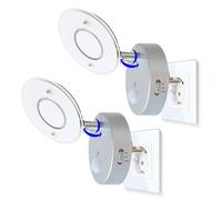 Trango Paquet de 2 Veilleuse à capteur LED TG2634-024 en argent avec fonction automatique directe 230V avec détecteur de mouvement Lampe de sécurité Lampe à douille Applique murale Lampe d'orientation