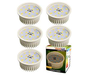Trango Paquet de 5 Module LED MO15*5 Ultra Plat 5 Watt seulement 2.3cm de haut 3000K blanc chaud pour remplacer les ampoules halogènes GU10 MR16 pour luminaire encastré, spot de plafond, plafonnier