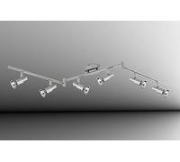 Trango Plafonnier LED à 6 flammes 2991-68-5W *OSCAR* aspect chrome avec 6 ampoules LED GU10 de 5 watts I plafonnier I spots de plafond I spots de plafond I lampe de salon pivotante et rotative