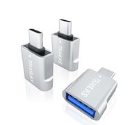 TRANLIKS Adaptateur USB C vers USB, Adaptateur OTG de USB 3.0 Femelle vers USB C mâle pour Une Charge Rapide et Un Transfert de Données à Haute Vitesse - 3 pièces Argent