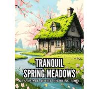 Tranquil Spring Meadows Grayscale Adult Coloring Book: 38 Serene Illustrations with Blooming Fields, Rolling Hills and Gentle Streams - Perfect for ... Peaceful Landscapes and Calming Creativity