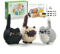 TranquilHome Kit Crochet Amigurumi,Crochet Kit Pour Débutants Pour Crocheter Des Animaux,Kit Crochet Debutant Complet Avec Une Analyse Vidéo étape Par étape,Kit Fuppy Crochet-Trois Chats