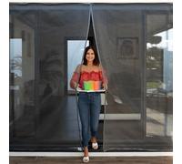 TRANQUILISAFE Moustiquaire Baie Vitrée Magnétique - Moustiquaire Aimantée avec 2 Ouvertures - Protection Anti Moustique (L 200 cm - H 216/224 cm)