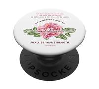 Tranquillité et Confiance - Verset Floral de la Bible chrétienne PopSockets PopGrip Adhésif
