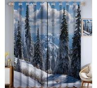 Tranquillité Naturelle Lot De 2 Rideaux Occultants À Œillets, Vert Foncé pour Chambre À Coucher Et Salon, Plantes Pins Forêt Thermique Rideaux -