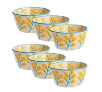 Tranquillo Lot de 6 moules à muffins, motif floral jaune, en grès, 8 x 8 x 4 cm, moules à muffins pour four