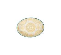 Tranquillo Porte-savon Boho Chic ovale en grès avec imprimé jaune avec trous pour l'évacuation de l'eau, 14 x 9,5 x 2 cm
