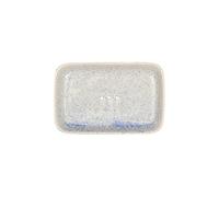 Tranquillo Porte-Savon carré Nicole en céramique avec des Trous pour l'évacuation de l'eau 14 x 9 cm, Blanc avec du Bleu
