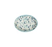 Tranquillo Porte-savon oriental ovale en grès avec imprimé bleu, avec trous pour l'évacuation de l'eau, 14 x 9,5 x 2 cm