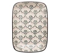Tranquillo Porte-Savon rectangulaire Fine en faïence avec des Trous pour l'évacuation de l'eau 13,5 x 9,5 x 2 cm