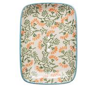 Tranquillo Porte-Savon rectangulaire Fleur en faïence avec des Trous pour l'évacuation de l'eau 13,5 x 9,5 x 2 cm