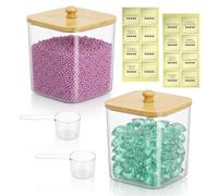 TranRantic 2 Pièces Rangement Lessive Capsules avec Couvercle | Distributeur Lessive avec Étiquettes et Cuillères, Récipient pour Poudre à Lessivs, Rangement multifonctionnel pour buanderie