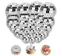 TranRantic 32 Pièces Boule à Facette Kit, Boule Disco Brillant, Deco Disco Réutilisable, Mini Boule Disco pour Décoration de Gâteaux, Fête, Bar, Décoration de Vacances(Argent)