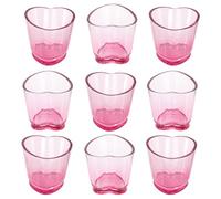 TranRantic 9 Pièces Heart Verres à Shot, 1.5 oz/45ml Verre Shooter Réutilisable, Lavables au Lave-vaisselle, Verres à Liqueur Base Épaisse pour fêtes, Mariages et Bars(Rose)