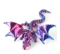 TranRantic Oeuf de Dragon Imprimé en 3D, 40cm Jouet de Dragon Articulé Pliable avec Aile, Figurine de Dragons Flexible Réaliste pour Décoration du Bureau à Domicile(Laser Violet)