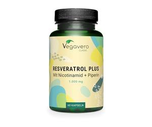 Trans Resveratrol 1000mg | UNIQUE : Le Seul Avec Nicotinamide & Pipérine | Anti Age + Antioxydant Puissant | Vegan & Sans Additifs | Vegavero®
