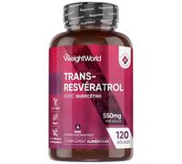 Trans Resveratrol (98%) avec Quercétine 550mg, 120 Gélules Vegan pour 4 Mois Source de Vitamine C, Resveratrol Polyphenols Renouée du Japon avec Sophora Japonica sans Stéarate Magnésium