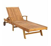 Transat 1-personne - vidaXL - bois de teck massif - marron - 195 x 68 x 30 cm - résistant à l'eau - protection UV 9291390