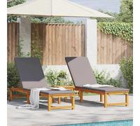 Transat 2 pcs Marron 202 x 53 x 89 cm Bois d'Acacia Massif vidaXL
