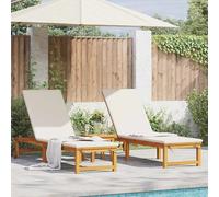 Transat 2 pcs Marron 202 x 53 x 89 cm Bois d'Acacia Massif vidaXL