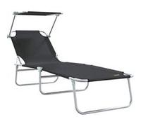 Vidaxl Chaises Longues Pliantes 2 Pcs Avec Auvent En Tissu Oxford 600d Noir