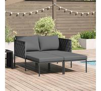Transat Vidaxl Avec Coussins Pour 2 Personnes Anthracite 115x153x69,5 Cm Acier