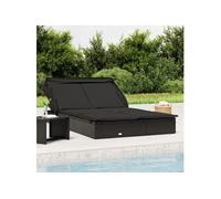 Transat 2 places avec toit pliable noir 213x118x97 cm