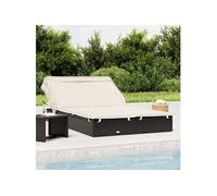 Transat 2 places avec toit pliable noir 213x118x97 cm
