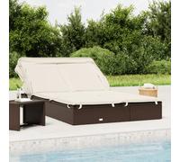 Vidaxl Transat 2 Places Avec Toit Pliable Marron 213x118x97 Cm