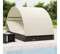 Transat 2 places avec toit rond noir 211x112x140 cm chaise longue vidaXL
